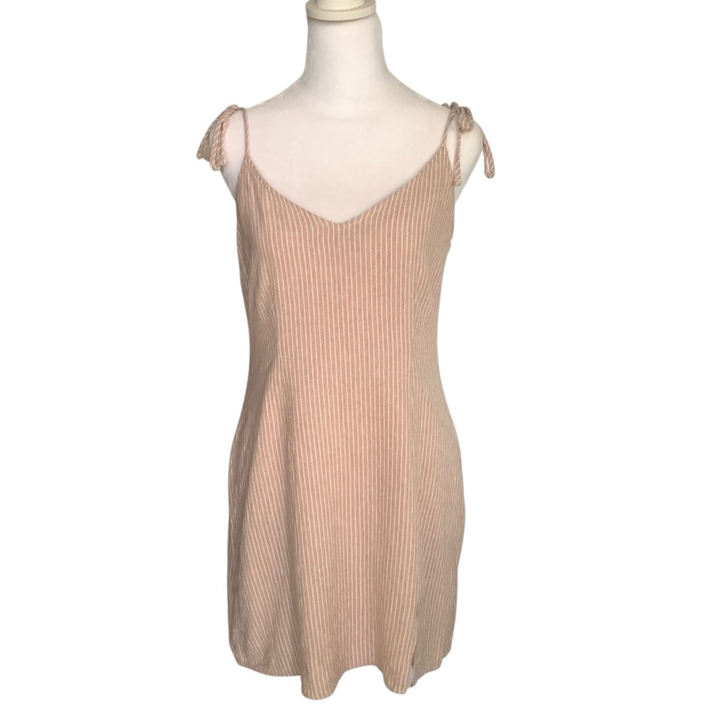 Abercrombie & Fitch Womens Size S Linen Blend Mini Summer Dress Tan Striped